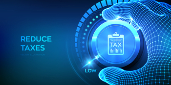 The TAX levels knob button is here! The wireframe hand setting the “Tax” button on the lowest position will help you reduce your taxes and get more money in your pocket. Concept, Tax Minimization